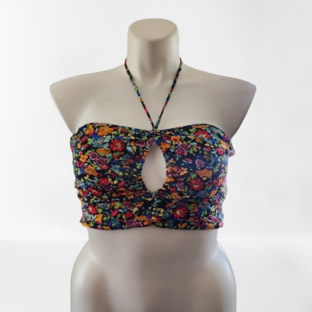 Wild Fable Tube Top Womens XL Floral Smocked Crop NEW